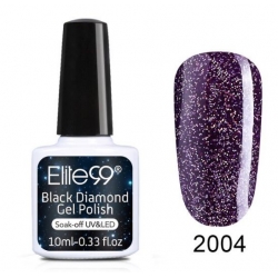 Гел Лак Черен Диамантено Брокатен 10ml 2004 Elite99
